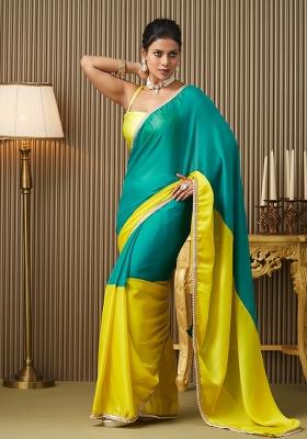 Blue Embroidered Chiffon Saree Set