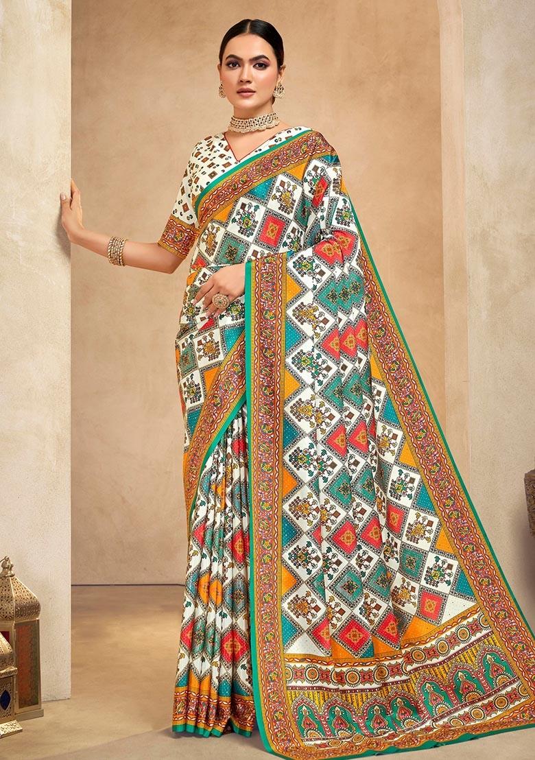 Multi Printed Crepe Saree Set