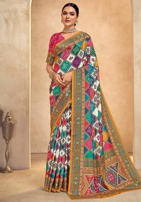 Multi Printed Crepe Saree Set