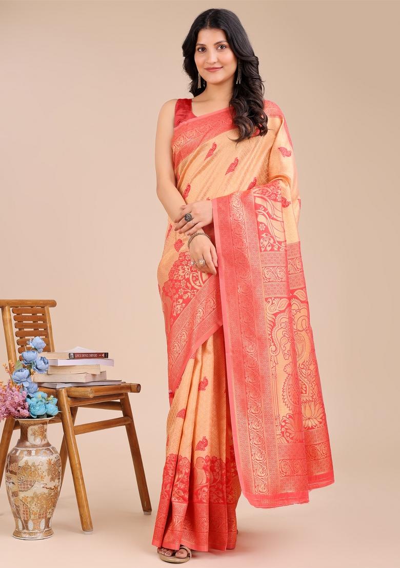 Red Embroidered Silk Saree Set