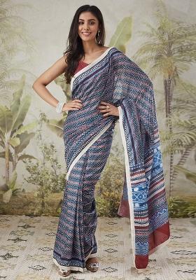 Multi Printed Silk Saree Set