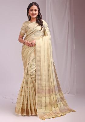 Yellow Embroidered Organza Saree Set