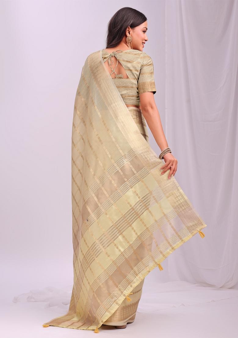 Yellow Embroidered Organza Saree Set