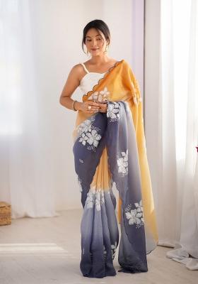Multi Embroidered Chiffon Saree Set
