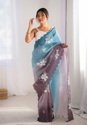 Multi Embroidered Chiffon Saree Set