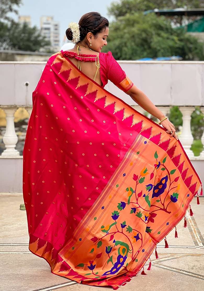 Pink Embroidered Silk Saree Set for Diwali and Festive Wear - Indya