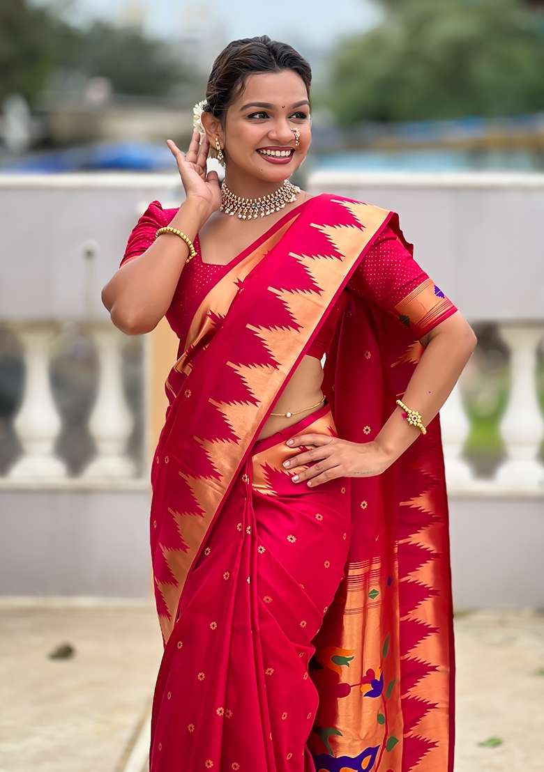 Pink Embroidered Silk Saree Set for Diwali and Festive Wear - Indya