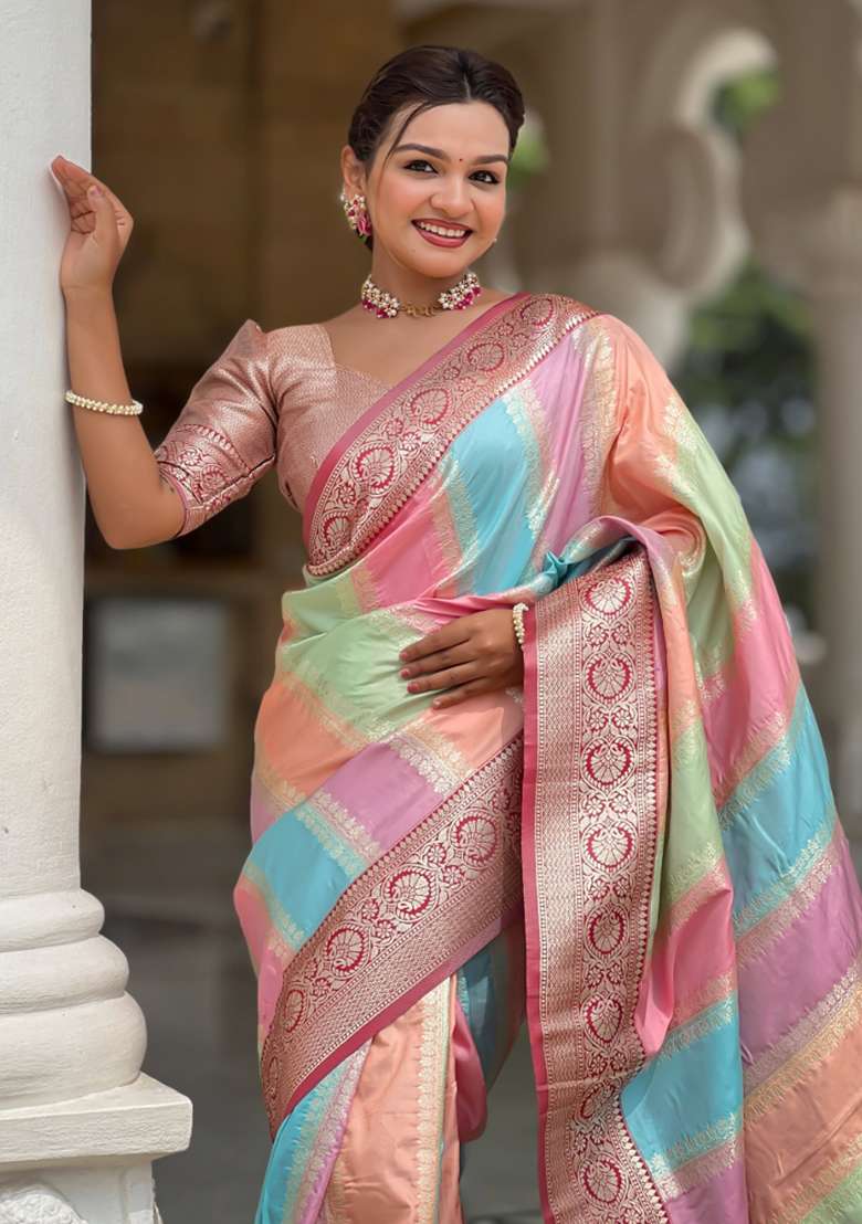 Maroon Embroidered Silk Saree Set - Indya
