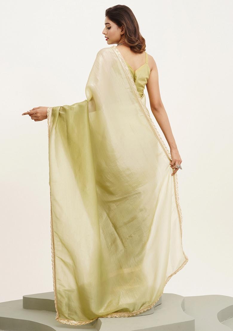 Green Embroidered Chiffon Saree Set