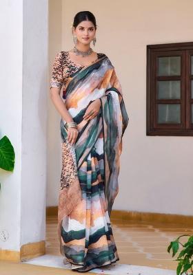 Multi Embroidered Cotton Saree Set