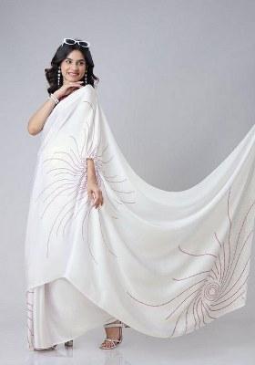 Multi Printed Blended Saree Set