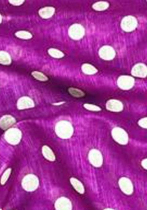 Purple Printed Blended Saree Set