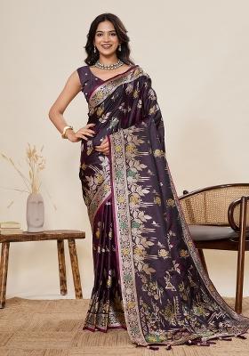 Purple Meenakari Designer Silk Saree Set