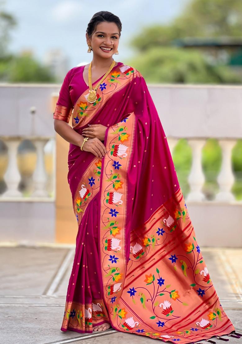 Purple Meenakari Jacquard Designer Silk Saree Set