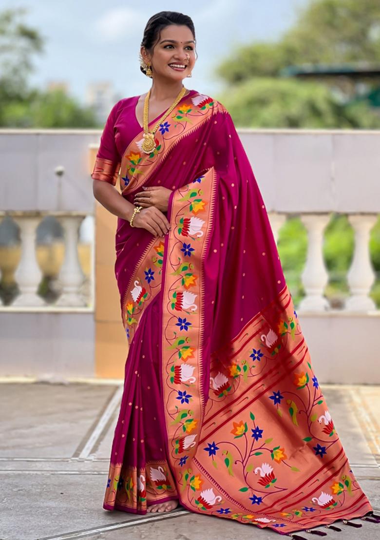 Purple Meenakari Jacquard Designer Silk Saree Set