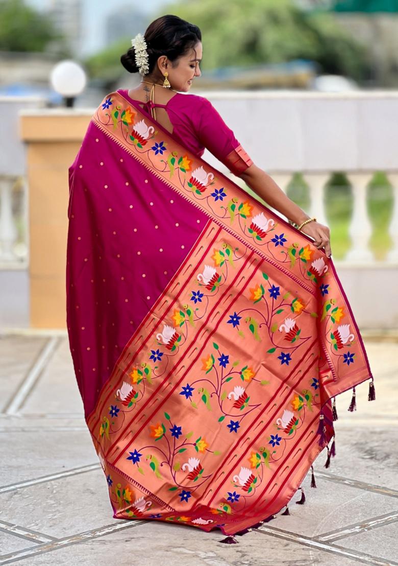 Purple Meenakari Jacquard Designer Silk Saree Set