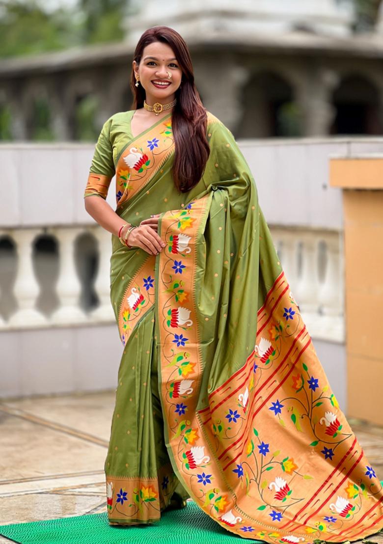 Green Meenakari Jacquard Designer Silk Saree Set