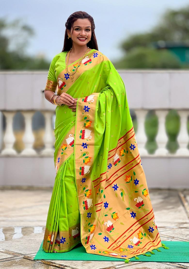 Green Meenakari Jacquard Designer Silk Saree Set