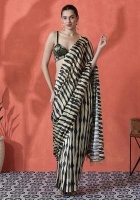 Multi Printed Chinon Saree Set