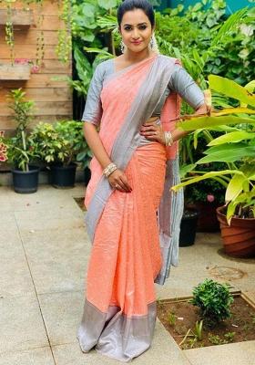 Orange Jacquard Work Silk Saree Set