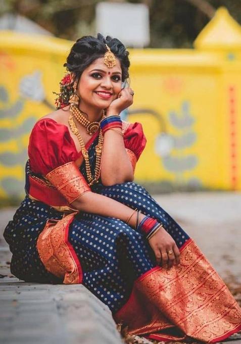 Blue Jacquard Work Silk Saree Set