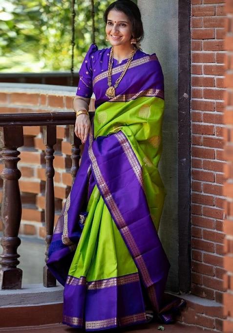 Purple Jacquard Work Silk Saree Set