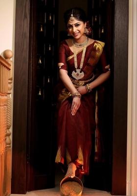 Maroon Jacquard Work Silk Saree Set