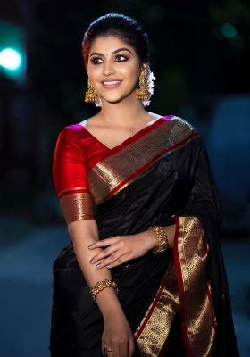 Black Jacquard Work Silk Saree Set