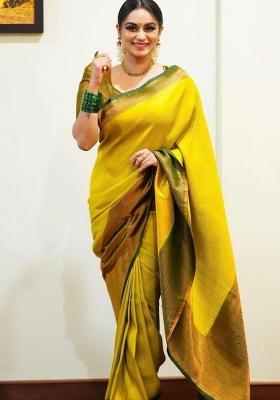 Yellow Jacquard Work Silk Saree Set