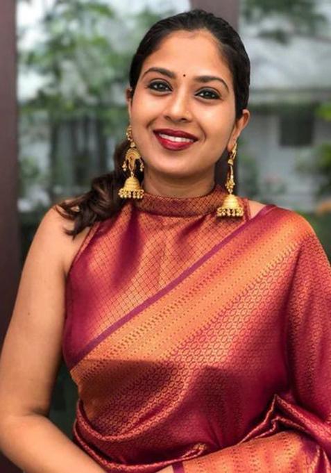 Maroon Jacquard Work Silk Saree Set