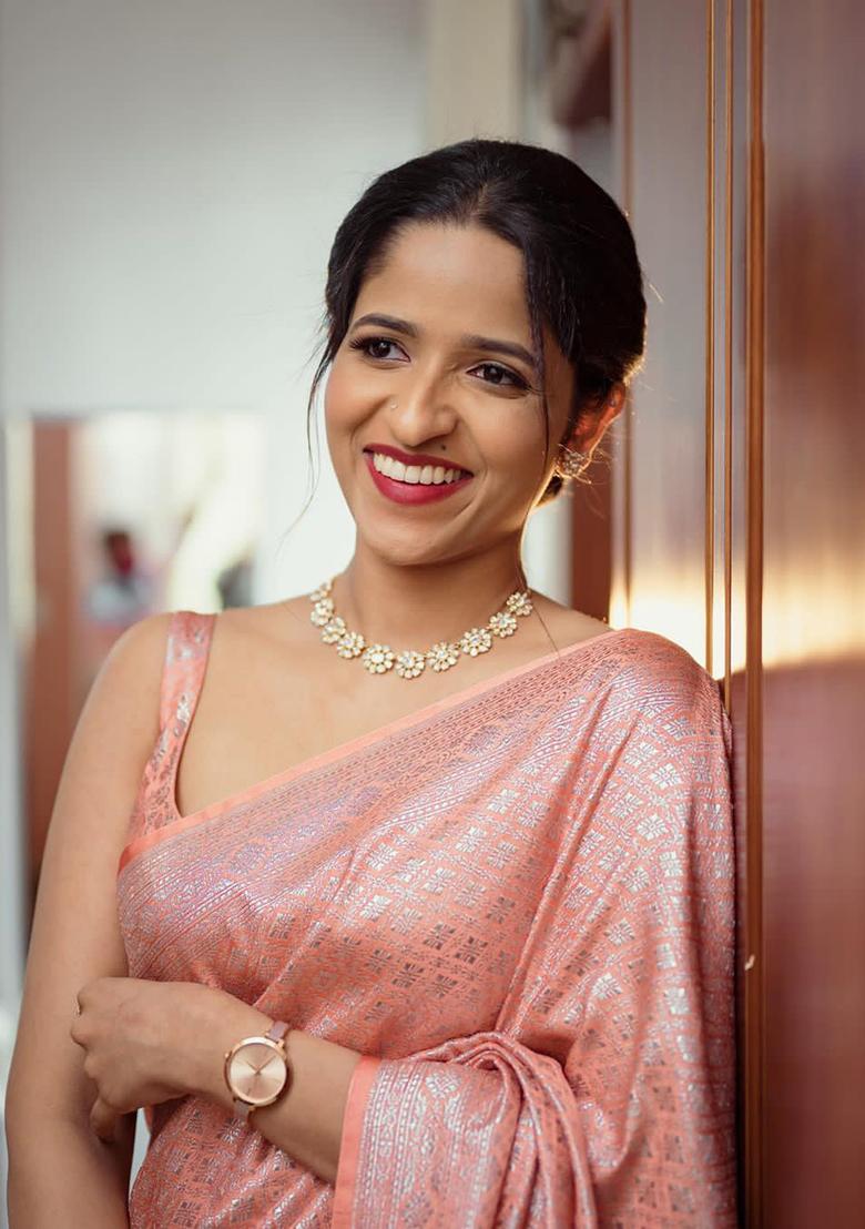 Onion Jacquard Work Silk Saree Set