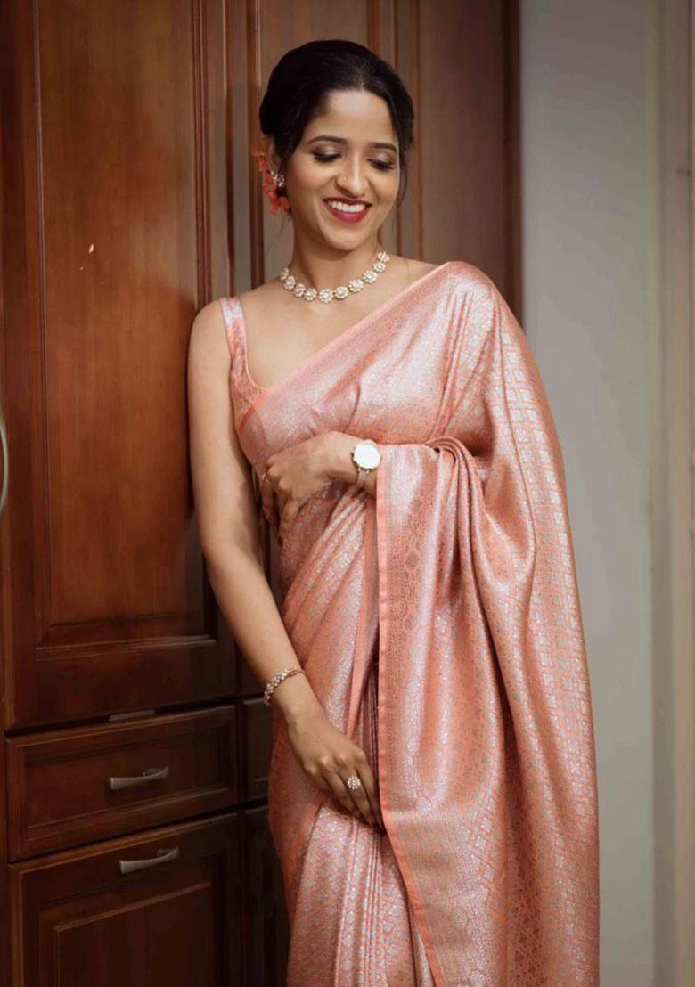 Onion Jacquard Work Silk Saree Set