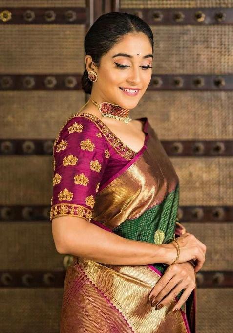 Green Jacquard Work Silk Saree Set