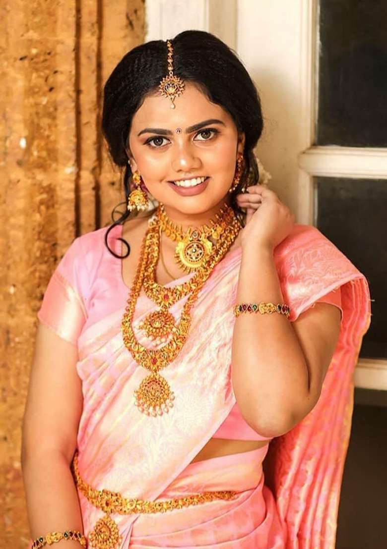 Light Pink Jacquard Work Silk Blend Saree Set for Diwali | Wedding & Festive Wear - Indya