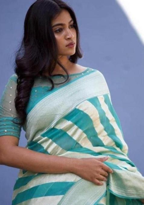 Aqua Blue Jacquard Work Silk Saree Set