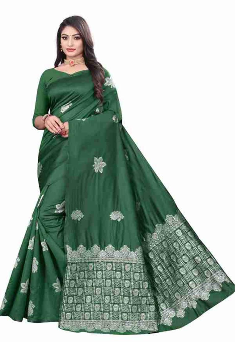 Green Jacquard Work Silk Saree Set