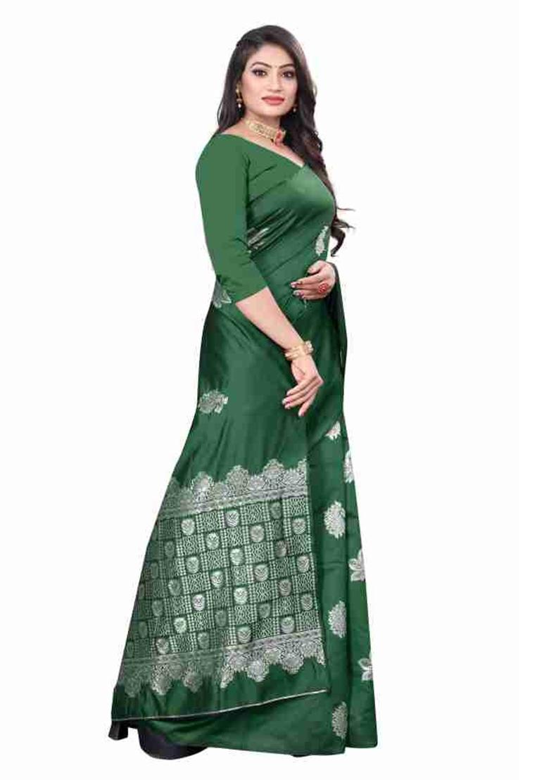 Green Jacquard Work Silk Saree Set