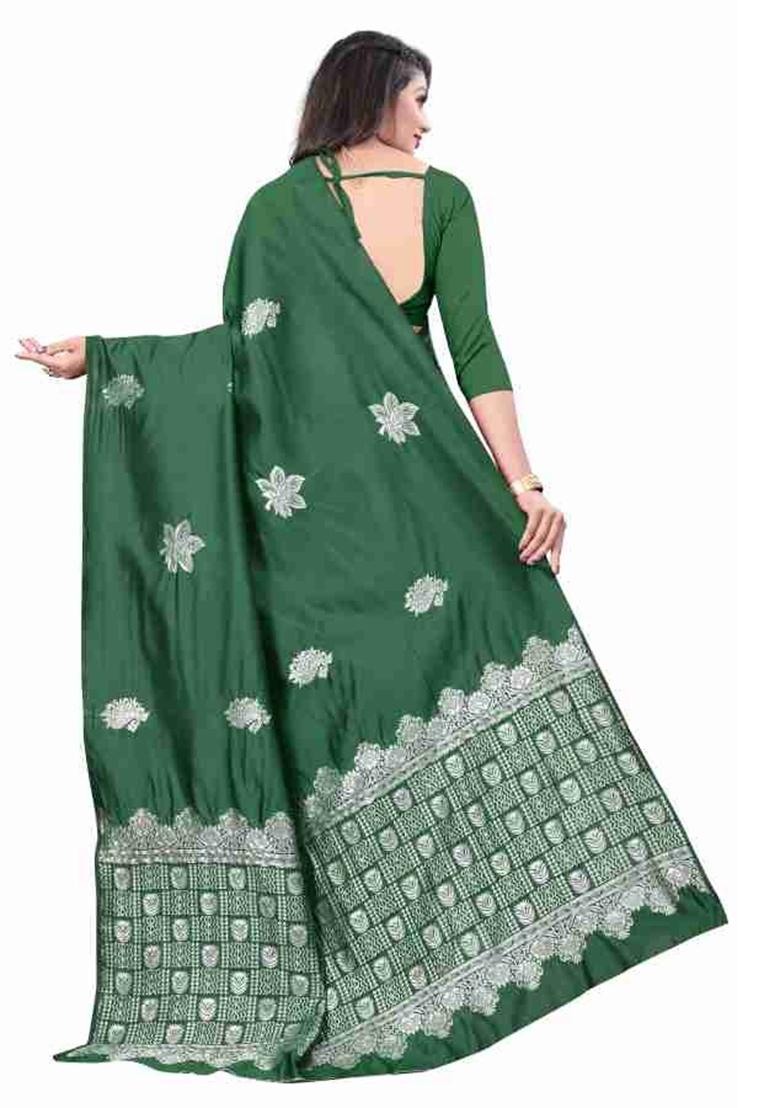 Green Jacquard Work Silk Saree Set