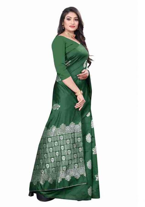 Green Jacquard Work Silk Saree Set