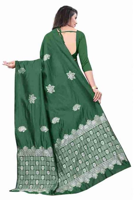 Green Jacquard Work Silk Saree Set