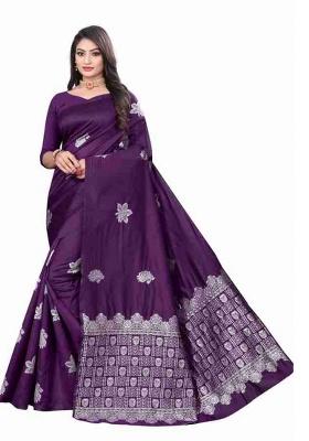 Purple Jacquard Work Silk Saree Set