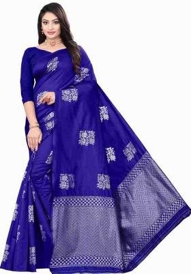 Royal Blue Jacquard Work Silk Saree Set