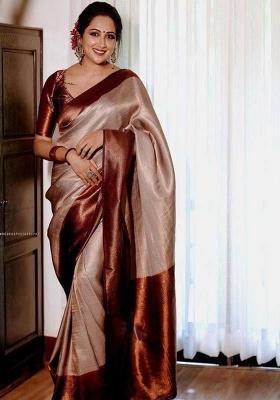 Onion Jacquard Work Silk Saree Set