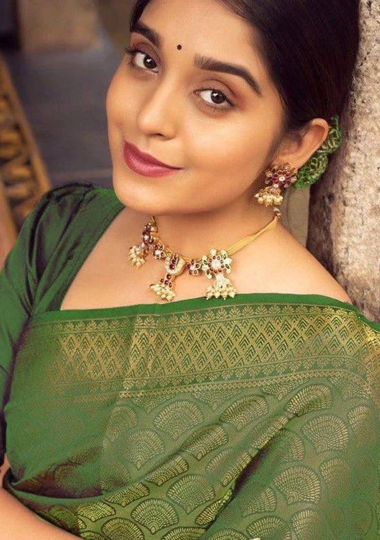 Green Jacquard Work Silk Saree Set