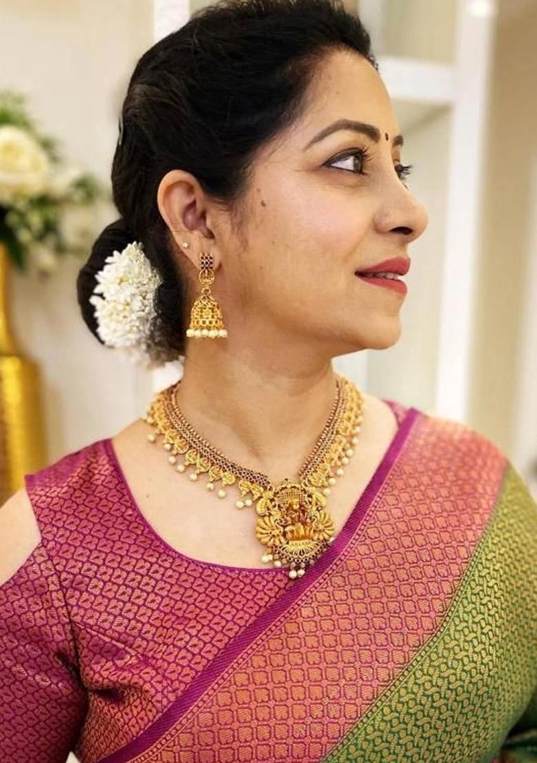 Mehndi Jacquard Work Silk Saree Set