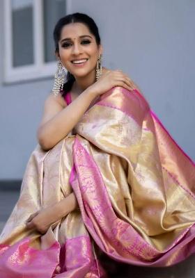 Pink Jacquard Work Silk Saree Set