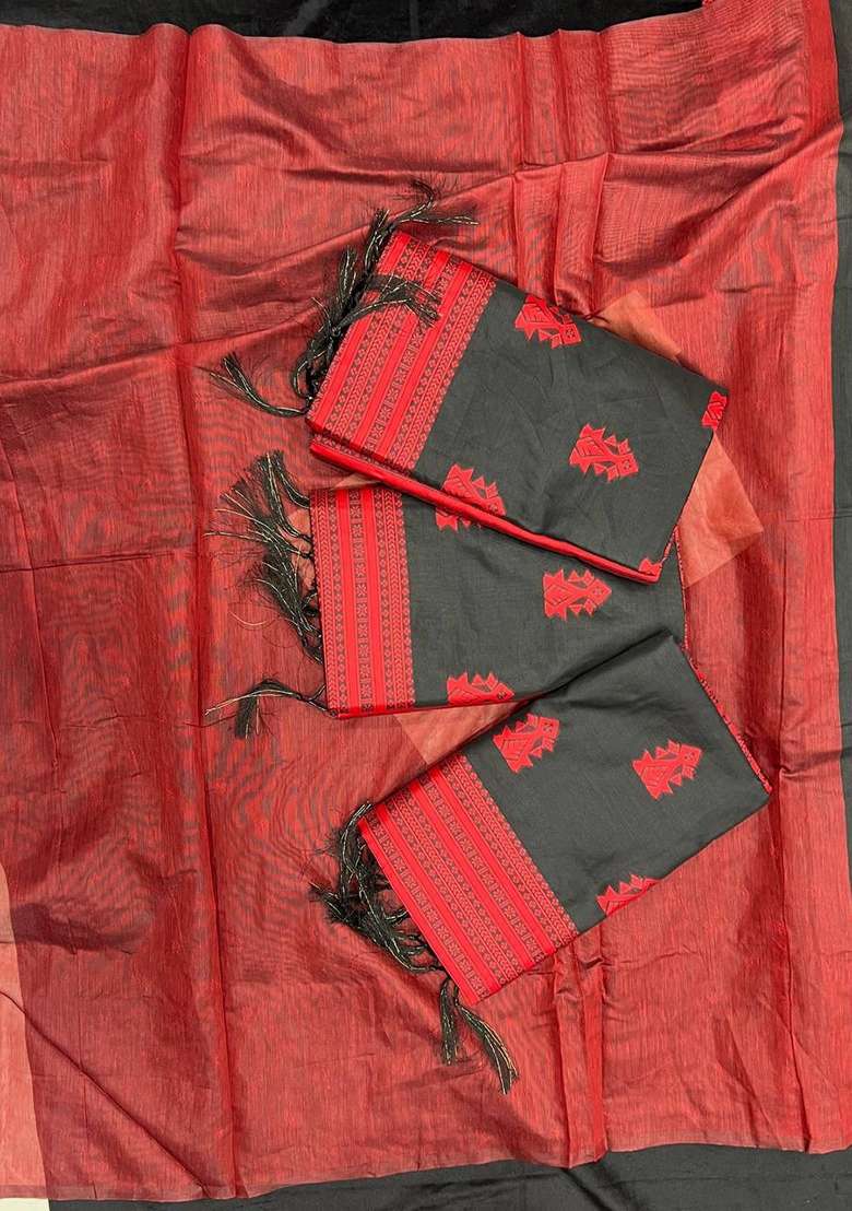 Blue Slab Weaving Work Silk Blend Saree Set for Diwali and Festive Wear - Indya