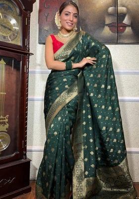 Green Jacquard Work Silk Saree Set