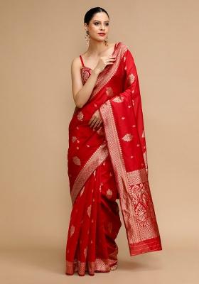 Red Jacquard Work Silk Saree Set