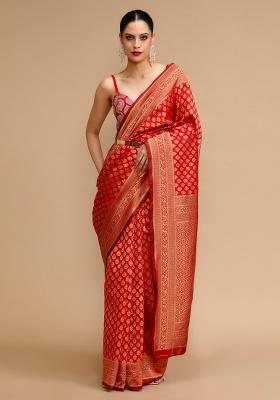 Red Jacquard Work Silk Saree Set